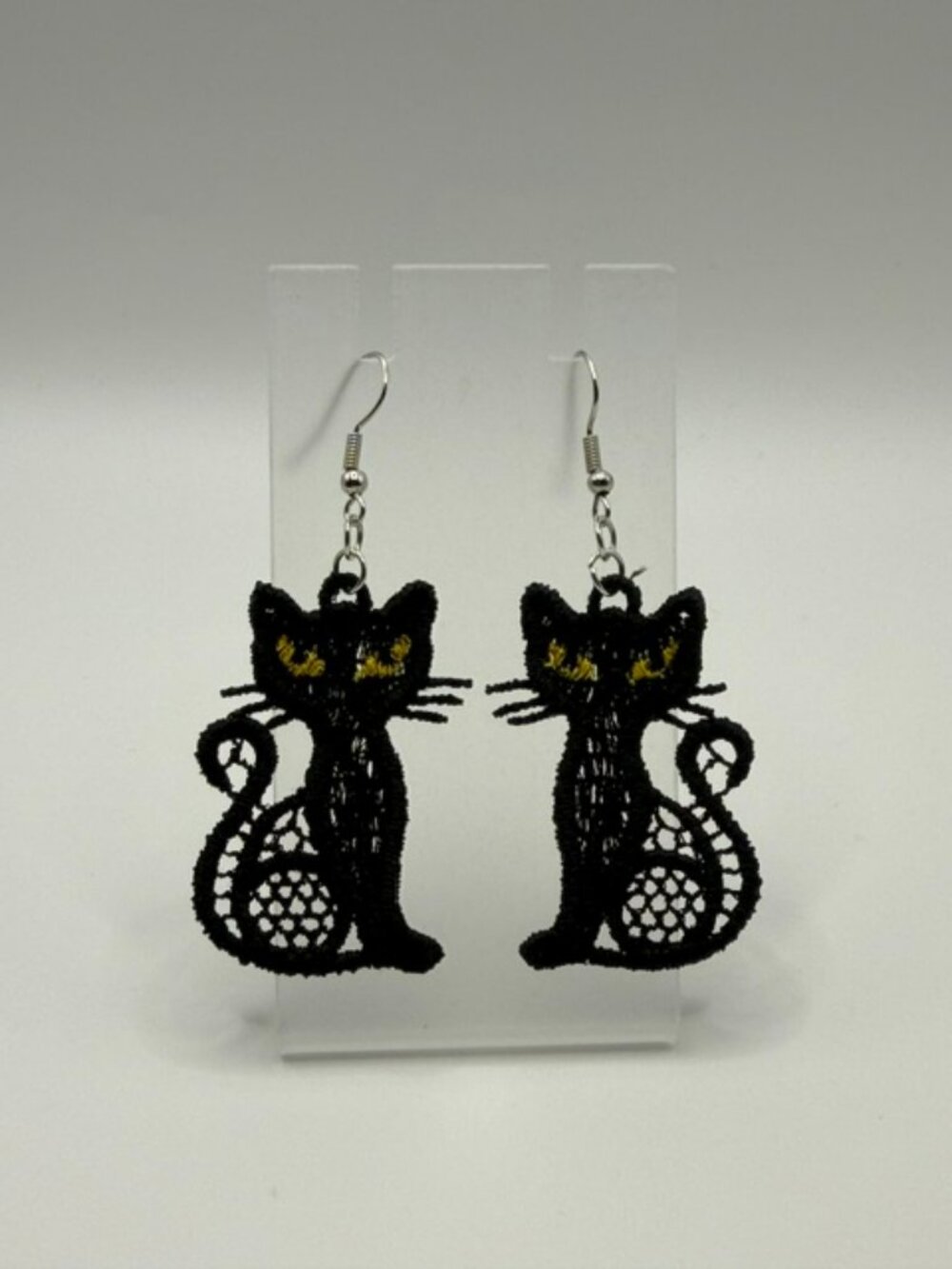 Homemade Black Cat Lightweight Lace Earrings